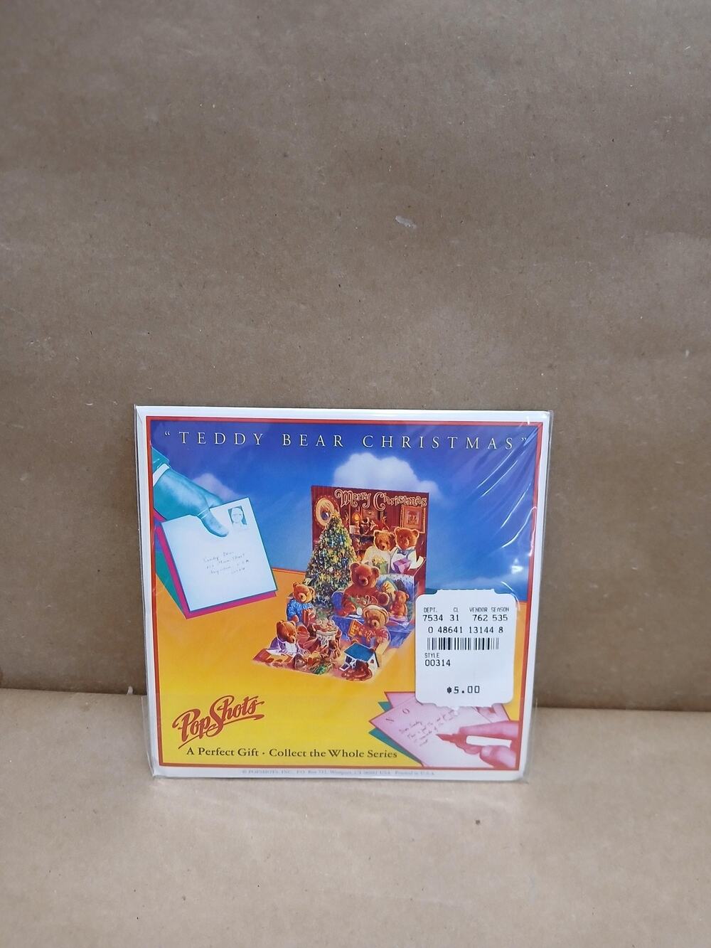 Vintage PopShots Teddy Bear Christmas Card Pop Up Collectible USA Sealed New